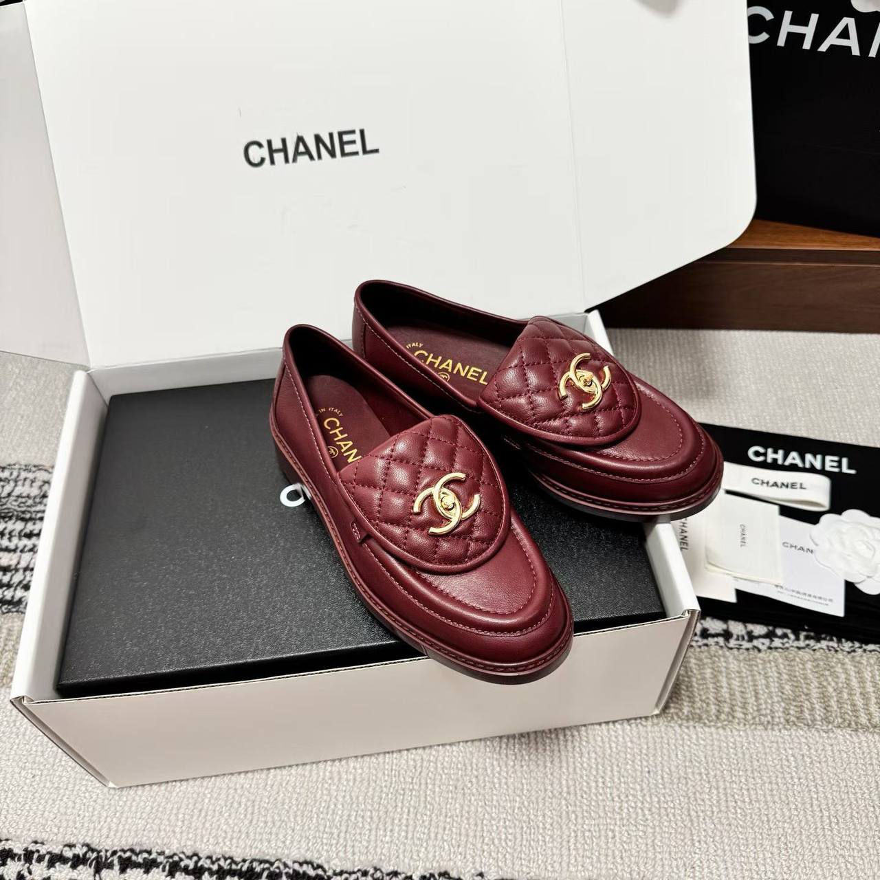 Chanel Loafers - Borgandy