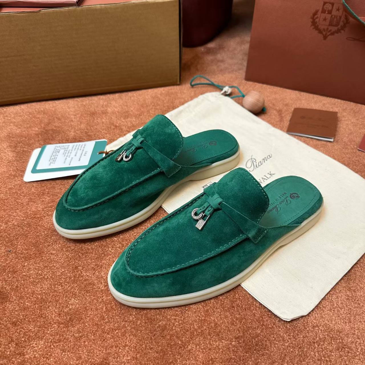 Loro Piana Open Walk - Emerald Green Suede